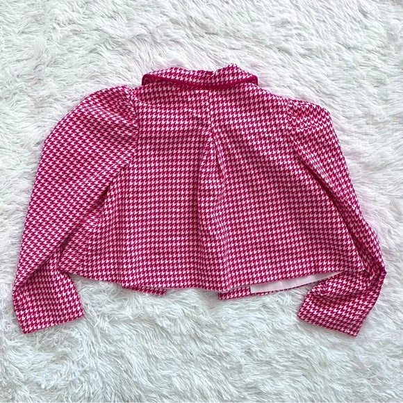 Rags LandLimited Edition Rose Pink Smocked Houndstooth Boutique Jacket